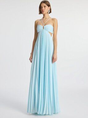 A.L.C. Moira Satin Pleated Maxi Dress